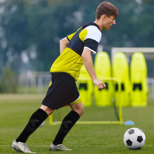 Miniatura 5 de ZXOLDZX 9 pares de calcetines de fútbol acolchados hasta la rodilla para hombres, jóvenes y niños