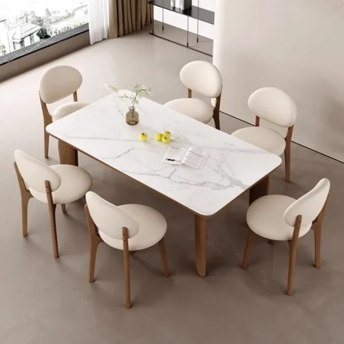 Miniatura 2 de YVYKFZD Juego de sillas de comedor, sillas de cocina de madera maciza, silla de comedor de granja con respaldo curvo, silla tapizada de cuero