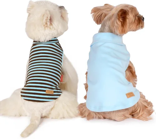 Miniatura 11 de KYEESE Paquete de 2 suéteres para perro, sudadera elástica para perros, ropa suave para mascotas, abrigos cálidos para perros, cuello alto, suéteres