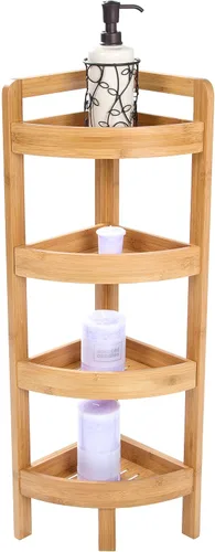 Miniatura 5 de Estante de almacenamiento esquinero de bambú de 31.5 pulgadas de 4 niveles Trademark Innovations