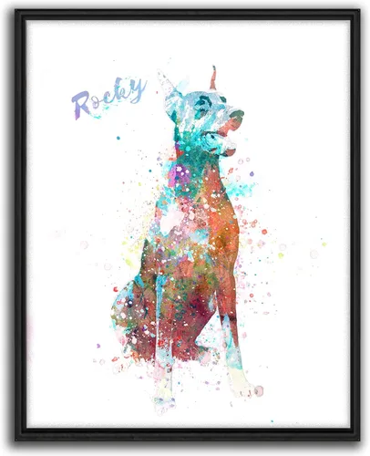 Miniatura 40 de Personal-Prints Regalo de arte personalizado para pared de perro, impresión artística moderna personalizada única de estilo acuarela La raza