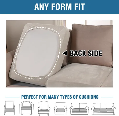 Miniatura 140 de H.VERSAILTEX Funda de cojín elástica de terciopelo para sofá, funda de cojín de felpa para silla, sofá biplaza o sofá, protector de muebles, cojín