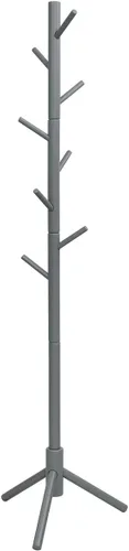 Tangkula Perchero independiente, soporte de madera de goma con 8 ganchos, altura ajustable para entrada, abrigo de árbol, soporte para el hogar, Gris