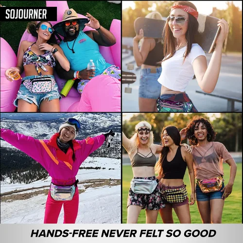Miniatura 6 de SoJourner Riñonera, bolsa para la cintura con estampado y bolsas de fiesta para hombres, mujeres festivales, raves bonita bolsa para la cintura