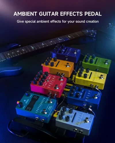 Miniatura 6 de FLAMMA FS22 - Pedal de efectos combo de delay y reverberación estéreo para guitarra ambiental con 3 pares de efectos combo, delay inverso, Combo