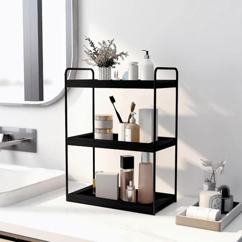 Miniatura 5 de Dorhors Organizador de encimera de baño de 3 niveles, estante de almacenamiento de baño, bandeja de mostrador y organizador de tocador (negro)
