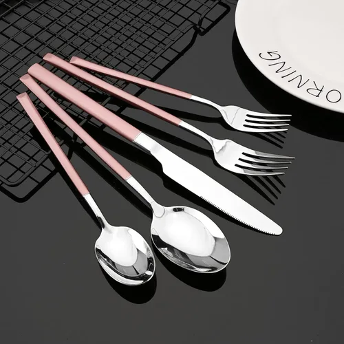 Miniatura 5 de JASHII Juego de cubiertos de acero inoxidable 18/10 para 1, regalo resistente, utensilios de comida, pulido con espejo, apto para lavavajillas