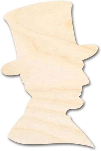 Silueta de Abraham Lincoln de madera sin terminar | Recorte de manualidades de historia estadounidense | Hasta 36 pulgadas, 14 pulgadas/1/8 pulgadas