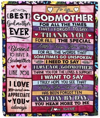 Miniatura 8 de Manta personalizada con texto en inglés «To My Godmother from Goddaughter Godson Thank You for Being My Godmother», para Día de la Madre