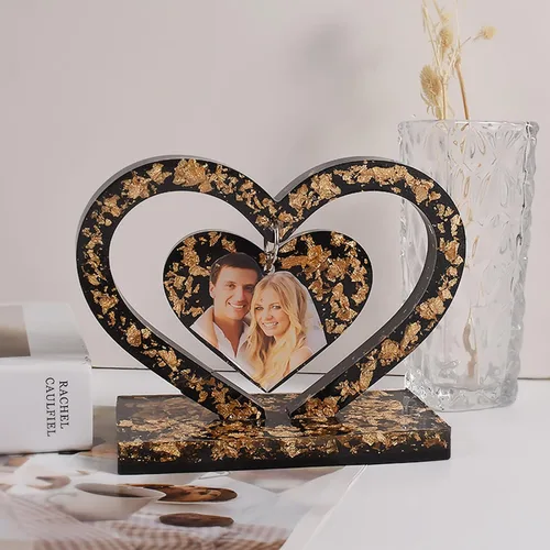 Miniatura 2 de Bemodst Molde de resina para colgante de Navidad, marco de fotos de amor, colgante de amor, molde de silicona para colgar, llavero de joyería