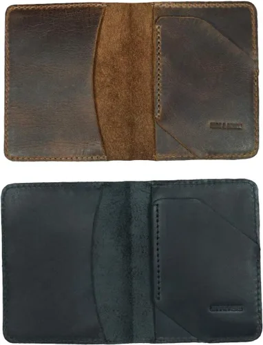 Miniatura 5 de Hide & Drink, Billetera plegable para tarjetas diagonal, hecha a mano de cuero de grano completo, almacenamiento compacto con clase, profesional