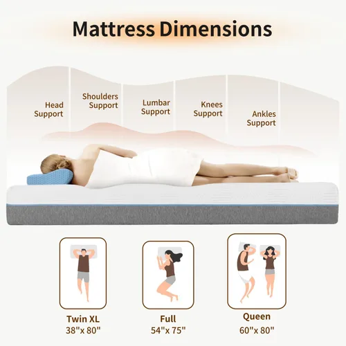 Miniatura 3 de MUUEGM Colchón individual XL, colchón de espuma viscoelástica de gel de 12 pulgadas tamaño individual XL en una caja para aliviar el dolor