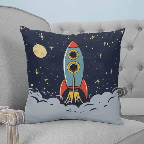 Miniatura 4 de T&H XHome Fundas de almohada con diseño de cohete para niños, para exploración del espacio exterior, nave espacial, sofá, dormitorio, suave