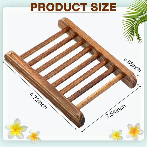 Miniatura 2 de Potchen Jabonera de bambú de madera artesanal para ducha, rectangular, bañera, ducha, plato de ducha, accesorios para el hogar, baño, esponjas