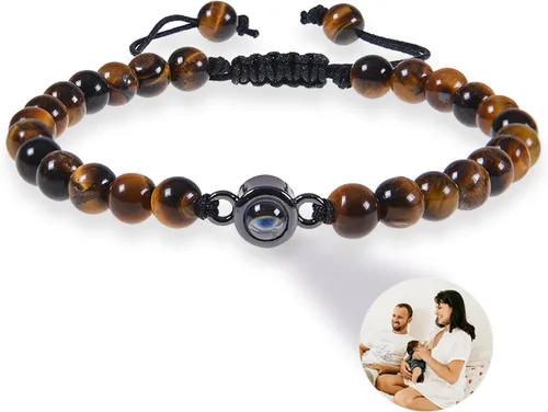 ChiCoko Pulsera personalizada de proyección de fotos, pulsera personalizable con imagen en el interior para mujeres, hombres, familia, parejas,