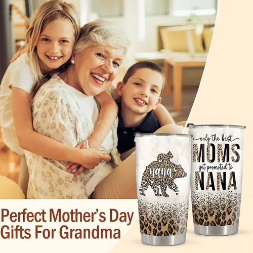 Miniatura 2 de Vaso de 20 onzas con tapa para abuela, regalo para el día de la madre, para abuela, abuelita, oso solo las mejores mamás se promted to nana