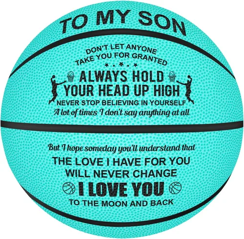 KWOOD Regalos de baloncesto grabados personalizados para interiores y exteriores para hijo, I Love You to The Moon and Back, regalos de graduación,