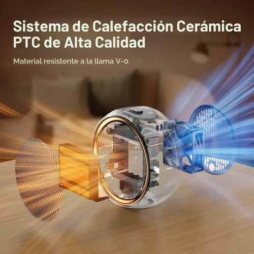 Miniatura 3 de Calentador de espacio ASNUG, calentadores eléctricos portátiles de 500W PTC de cerámica para uso en interiores, calefacción rápida eficiente, Negro