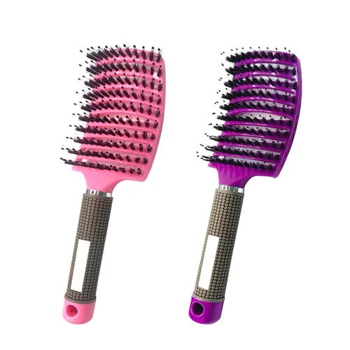 Miniatura 10 de Cepillo para el cabello, paquete de 2 cerdas de jabalí, ventilado, curvado, secado rápido, desenredante, brillo y suave, todo tipo de cabello