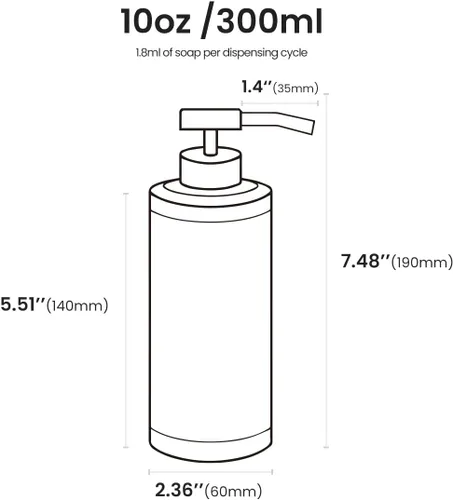 Miniatura 4 de Dispensador de jabón de acero inoxidable para baño, diseño plano negro mate, bomba de metal, dispensador de jabón líquido de manos a prueba de óxido