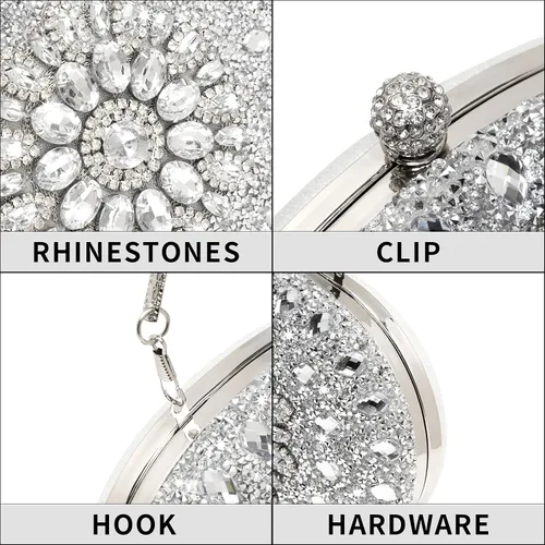 Miniatura 4 de Beaguful Bolsos de noche para mujer, bolsos de mano brillantes con diamantes de imitación