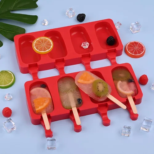 Miniatura 4 de WMKGG Juego de moldes de silicona para paletas, 2 moldes de helado con 50 palos de madera para cake pop, Ice Pop, Cakesicles (tamaño estándar/rojo)
