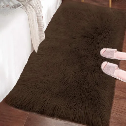 Miniatura 26 de LOCHAS Alfombra mullida ultrasuave, alfombra de pelo sintético de oveja, para el dormitorio, para colocar junto a la cama, para la sala