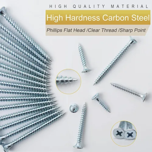 Miniatura 4 de JEGONFRI Kit surtido de tornillos de madera de alta dureza y anclajes de pared de plástico, 203 tornillos de cabeza plana Phillips de 1/2 a 1-1/2