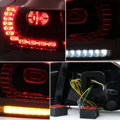Miniatura 8 de VLAND Conjunto de luces traseras para Golf 6 2010-2014, luces traseras con DRL, luz trasera con luces antiniebla y señal de giro secuencial, rojo