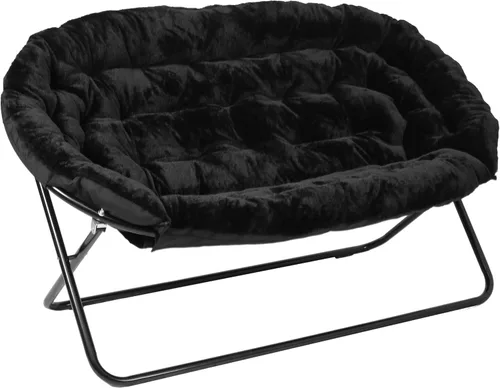 Miniatura 19 de Flash Furniture Eleanor - Silla portátil doble platillo con 2 otomanas, marcos de acero plegables, para dormitorio o dormitorio, 56 pulgadas, piel
