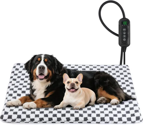 Miniatura 13 de MIXJOY Cama térmica para perro, 11 almohadillas térmicas de temperatura ajustable para perros con temporizador, alfombrilla térmica para mascotas