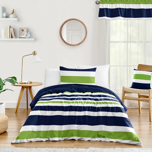 Miniatura 7 de Sweet Jojo Designs Juego de edredón individual de 2 piezas (rayas modernas) para niños o niñas, adolescentes, ropa de cama para niños, cama en una