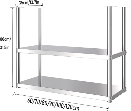Miniatura 3 de Shelves Whftd Double Iayer 304 Stainless Steel Ceiling Storage Shelf, Hanging Floating Shelves, for Restaurant Bar Display Stand/Decorative Storage
