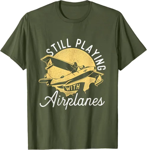 Miniatura 46 de Still Playing With Airplanes - Camiseta de control remoto RC Avión Piloto, Negro