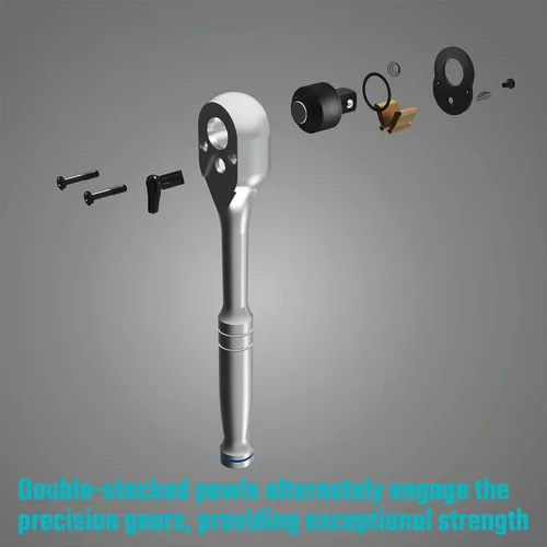 Miniatura 5 de DURATECH Trinquete de accionamiento de 3/8 pulgadas, llave de trinquete de liberación rápida, 72 dientes, interruptor reversible, chapado en cromo