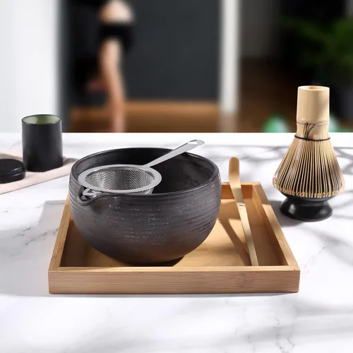 Miniatura 6 de ZENRC Ceremony - Kit de matcha rosa – Batidor tradicional de bambú (Chasen) Scoop (Chashaku) Chawan Bowl con boquilla de vertido, soporte para Rosa