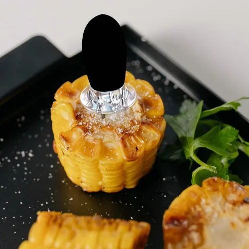 Miniatura 7 de 16 unidades/8 pares de soportes de maíz negro – soportes de mazorca de maíz de acero inoxidable, brochetas de diseño entrelazado para cocinar