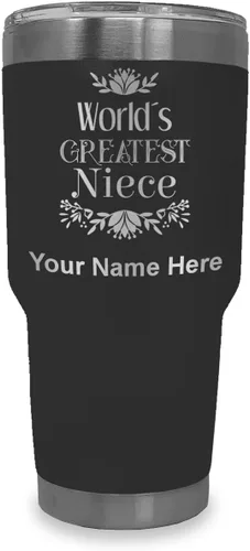 Miniatura 32 de LaserGram Vaso aislado al vacío de 20 onzas, con grabado personalizado incluido (negro)