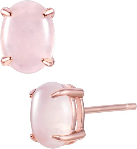 Miniatura 9 de Aretes de cuarzo rosa en plata de ley y baño de oro rosa de 14 quilates, Plata de ley