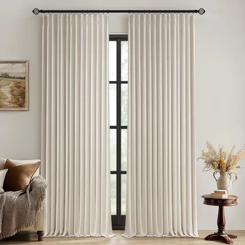 Miniatura 10 de MIULEE - Cortinas de lino beige con pliegues a presión 100% opacas para dormitorio, cortinas de ventana con memoria y bloqueo de luz para oscurecer