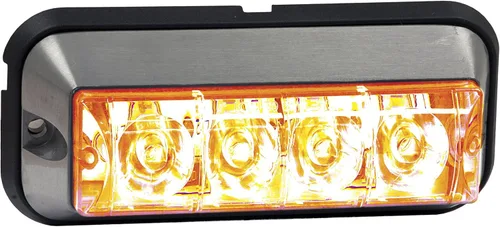 Buyers Products 8891004 Luz de Advertencia Estroboscópica LED de 5" Ámbar con Lente Levantada, 4 LEDs, 1 Patrón de Flash, Carcasa de Aluminio,
