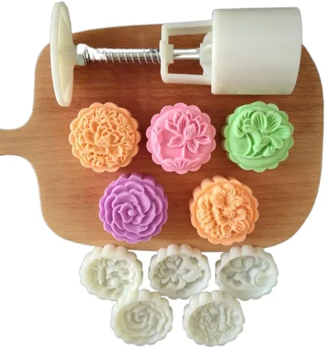 Miniatura 14 de Molde de pastel de luna para festival de mediados de otoño, herramienta de pastelería DIY, moldes de pastel de luna a presión de mano, postigos