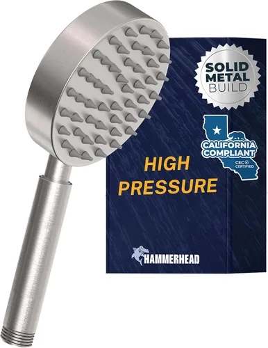 Miniatura 11 de HammerHead Showers® Cabezal de ducha de mano de metal sólido, negro mate, cabezales de ducha de bajo flujo de 1.75 GPM, varita rociadora de 4