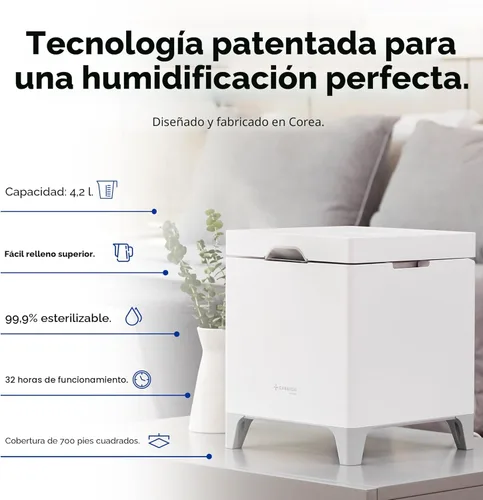 Miniatura 2 de Carepod Cube Plus X50V Humidificador de Acero Inoxidable - Fácil de Limpiar, 3 Ajustes de Nivel de Vapor, Función de Humedad Automática y Apagado