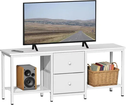 Miniatura 8 de Soporte de TV adecuado para televisores de hasta 55 pulgadas, centro de entretenimiento con cajones y estantes de almacenamiento, mesa consola Negro