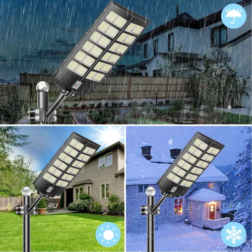Miniatura 4 de loyoele Farolas solares para exteriores, impermeables, 9000 W, 300000 lúmenes, luz solar de estacionamiento del atardecer al amanecer, luces
