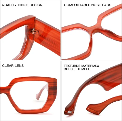 Miniatura 6 de Hycredi Gafas de luz azul de marco grueso para mujeres y hombres, anteojos cuadrados de gran tamaño para juegos de computadora con lente transparente