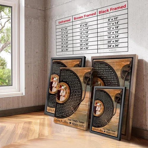 Miniatura 7 de H-DEWALL Lienzo personalizado con letras de canciones enmarcado, regalos para ella, obra de arte para el dormitorio, lienzo musical personalizado