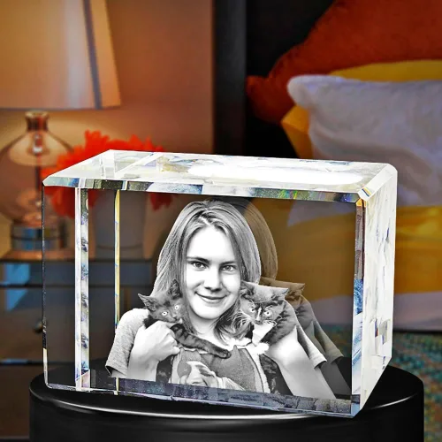 Miniatura 6 de Foto 3D personalizada grabada con láser en forma rectangular de cristal para cumpleaños, aniversario, regalos de boda, San Valentín, Navidad