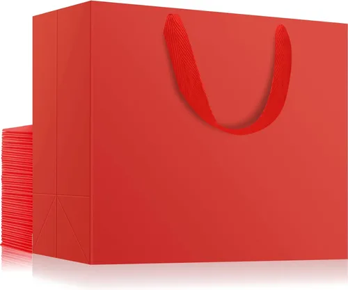 Miniatura 25 de EUSOAR Bolsas de regalo grandes negras, paquete de 12 bolsas de papel de compras de 16 x 6 x 12 pulgadas con asas, bolsa de mercancía de papel kraft